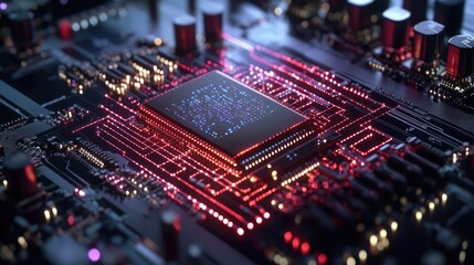 Quantum AI integration in action, with quantum processors and AI neural networks working together to solve complex problems