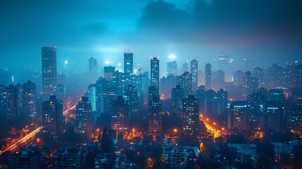 Obraz premium city skyline during night time