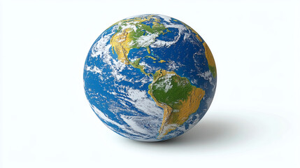 Fototapeta premium Earth Globe: A detailed and realistic image of planet Earth, showcasing continents, oceans, and atmospheric details. The perspective offers a comprehensive view of our world. 
