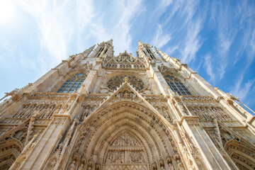 facade of neo gothic style church Votive Church, Vienna, Austria