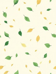 Small green leaves on a light beige background, simple and cute style