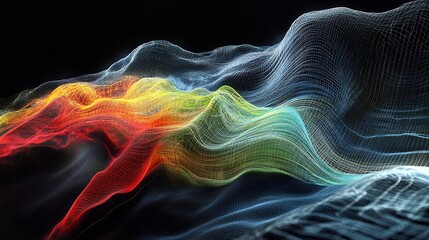 Obraz premium Abstract representations of energy graphs wave grids fluid dynamics interactions