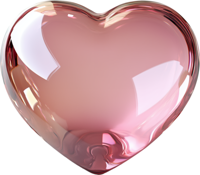 pink isolated glass heart art