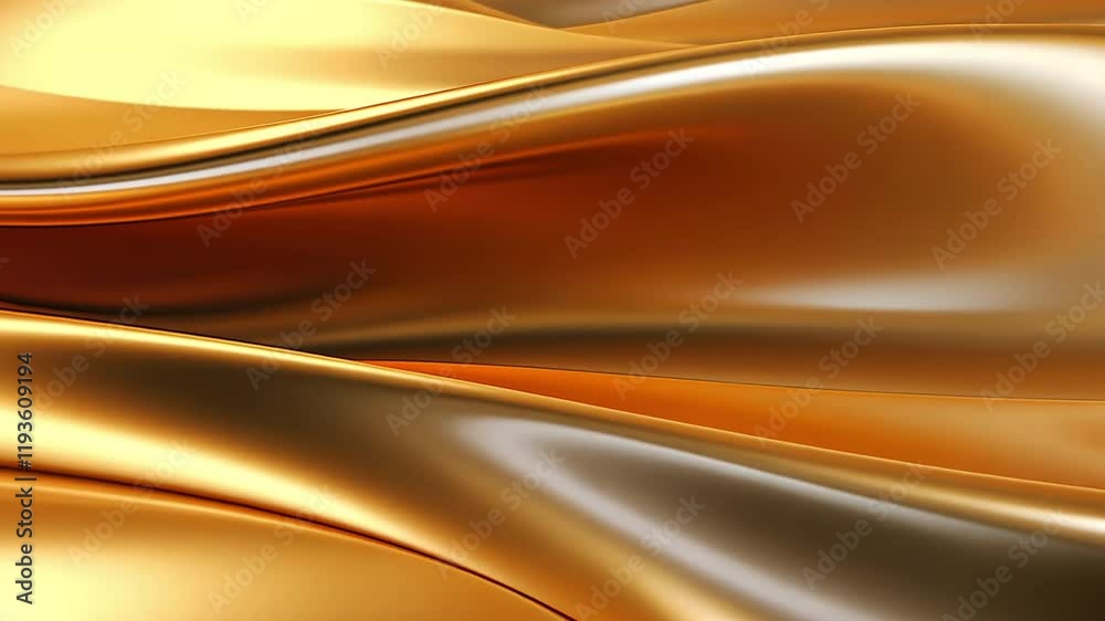 Poster golden silk drape: luxurious golden silk fabric flows in elegant waves, creating a rich, textured ba