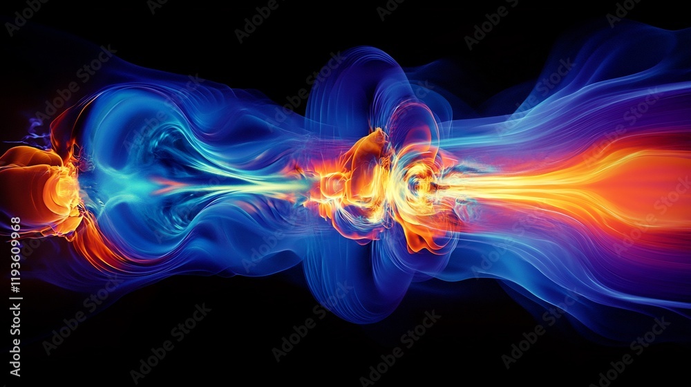 Wall mural plasma reactions generating turbulence patterns highlighted fluid dynamics and thermodynamic princip