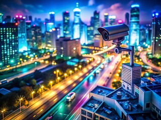 Miniature City Surveillance: Advanced Security System, Panoramic View