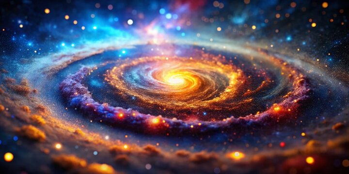 Miniature Cosmic Nebula: Vibrant Starfield Swirl, Tilt-Shift Celestial Beauty