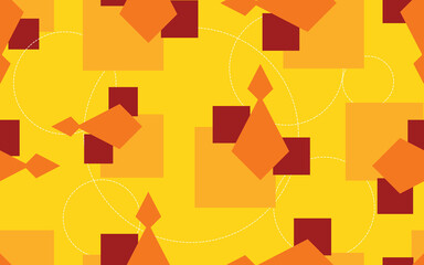 Abstract Geometric Pattern: Vibrant seamless pattern featuring an interplay of orange and maroon squares and diamonds on a sunny yellow backdrop, creating a dynamic and energetic visual texture. 