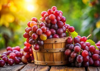 Miniature Red Grapes in Rustic Basket - Tilt-Shift Photography