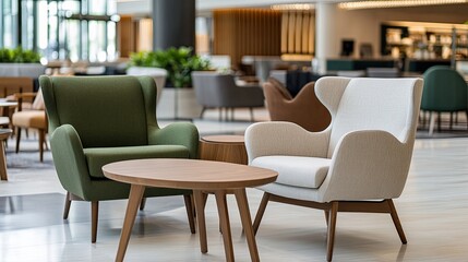 Sophisticated lounge area featuring cozy furniture and minimalist design elements, perfect for relaxation and social gatherings