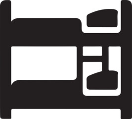  Double Bed silhouette vector with white background