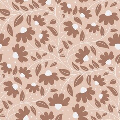 Big Boho Daisy - Mocha Mousse - Hand Drawn Brown Flowers - Light Background