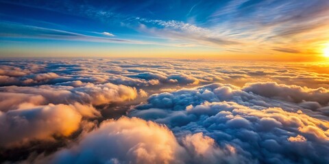 Minimalist Aerial Sea of Clouds: Airplane View, Dramatic Sky, Peaceful Landscape
