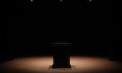 Isolated podium under spotlight
