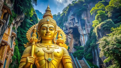 Fototapeta premium Minimalist Batu Caves Hindu Deity Statue, Kuala Lumpur, Malaysia