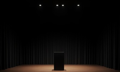 Empty stage with podium in spotlight