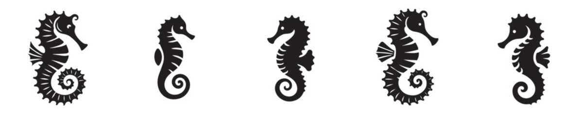Vector collection of seahorse silhouettes with flat design style © ngentutgajah