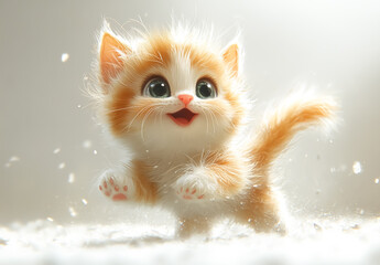 Fototapeta premium Illustration of happy kitten with front paws raised
