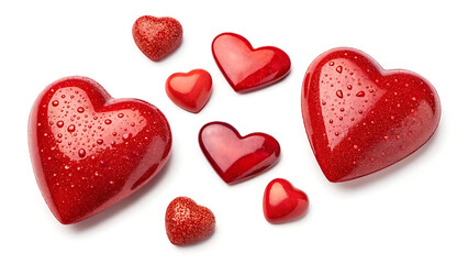 Set of red heart isolated on white background