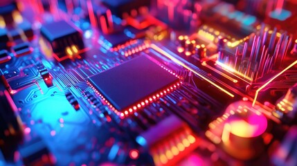 Fototapeta premium Quantum circuits influencing art, where algorithms simulate quantum phenomena to create innovative designs and digital artwork with unique properties