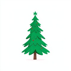 Fototapeta premium A flat cartoon design of a Christmas pine tree, isolated. Merry Christmas and Happy New Year. Modern illustration.