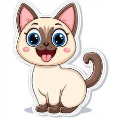 A Siamese cat's head is stretching open its mouth in a modern illustration.
