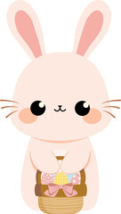 Easter bunny rabbit  holding egg basket isolated vector design element