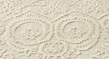 Elegant Close Up Cream Lace Fabric Background Texture