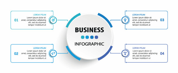 Business vector infographic template with 4 options or steps. Can be used for workflow layout, diagram, annual report, web design	