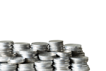 Stack of coin for copy space isolated