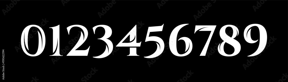 Fototapete set of numbers collection 0 to 9. simple and minimalist figure collection in cut off style.