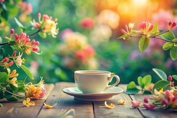 Minimalist Honeysuckle Tea Set Still Life Photography