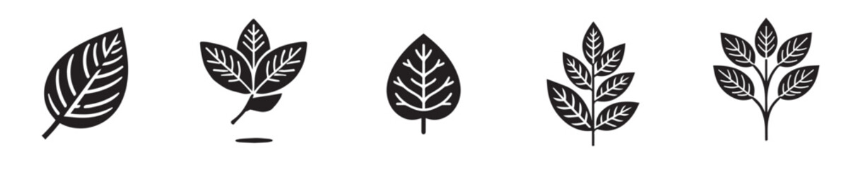 Vector collection of tree leaf silhouettes