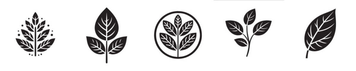 Vector collection of tree leaf silhouettes