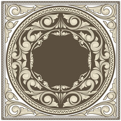 Decorative ornate retro emblematic floral blank card