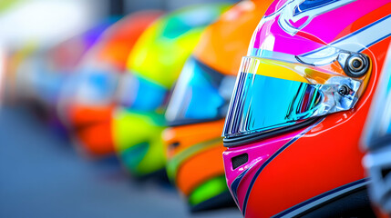 Vibrant racing helmets promise a thrilling display for the upcoming competition