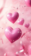 A 3D-style abstract Valentine's Day background