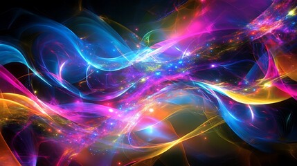 Obraz premium Abstract Colorful Nebula Cosmic Energy Waves