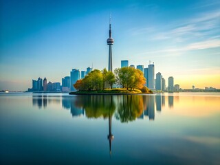 Obraz premium Minimalist Toronto Center Island: Scenic Summer Landscape