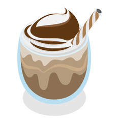 3D Isometric Flat Vector Set of Coffee Beverages, Different Drink Types. Item 4