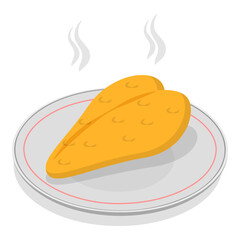 3D Isometric Flat Vector Illustration of How To Prepare Chicken Schnitzel, Homemade Food Recipe. Item 8
