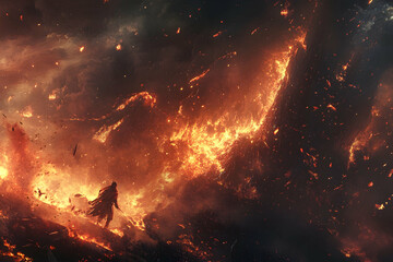 Naklejka premium Dramatic depiction of flames and fury in a fire-themed concept