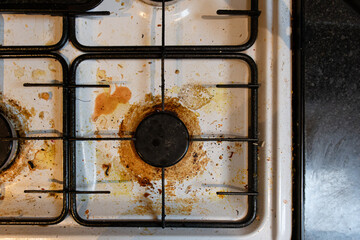 A very dirty cooker hob