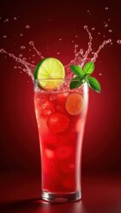 Refreshing cocktail featuring fresh fruit and mint, perfect for summer promotions, bars, or beverage advertising.