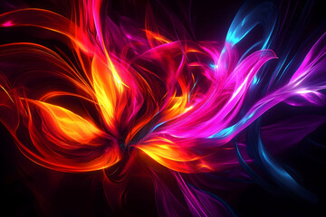 Naklejka premium Dynamic design with neon lights on a dark background