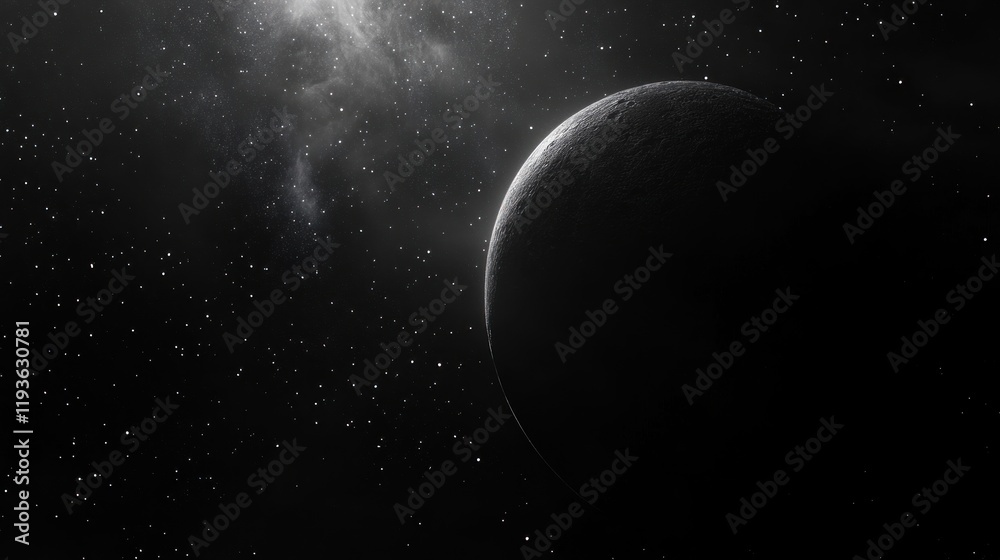 Canvas Prints celestial body in the vastness of space a monochromatic view of a planet or moon against a starry ba