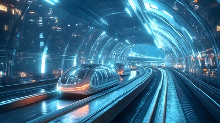 Fototapeta premium Futuristic transportation system transitioning to electric vehicles and net zero carbon emissions