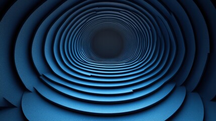 Obraz premium Abstract circular pattern with concentric circles on a minimalist blue background. Banner template with white space for text, suitable for modern and professional design applications.