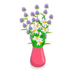 3D Isometric Flat Vector Set of Flower Bouquets , Florist Composition. Item 3