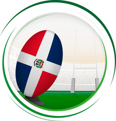 Naklejka premium Rugby icon with flag of Dominican Republic.